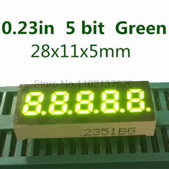 0,23-дюймовый 5-битный светодиодный дисплей с зеленой цифровой трубкой, 7-сегментный цифровой дисплей с общим анодом 0,23 