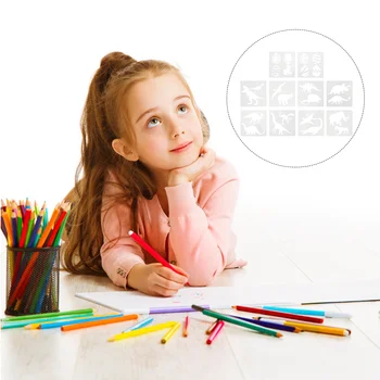 10 ШТ Шаблон Динозавра Трафареты для рисования Классный Детский Фотоальбом Детская Аэрография Ремесленная Форма 3
