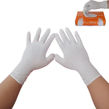 100 шт./упак. Двухсторонние белые одноразовые нитриловые перчатки Маслостойкие защитные перчатки для промышленного пищевого производства 14