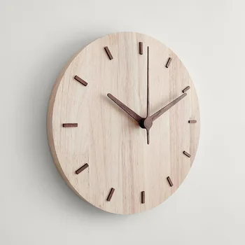 12-дюймовые креативные норвежские простые настенные часы из натурального дерева без отверстий, настенные часы для домашней гостиной, часы для украшения дома, настенные часы 7