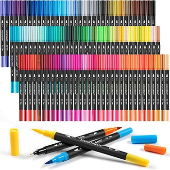120 Цветов Кисти с двойным наконечником Художественные Маркеры для раскрашивания Фломастеры Fine & Brush Tip Pen для взрослых Книжка-раскраска для заметок Art Supplier 9