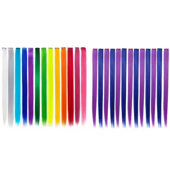 13 Шт. Цветных праздничных мелочей, красочная заколка для наращивания волос 55 см, фиолетовый + синий и 13 шт. радужный 8