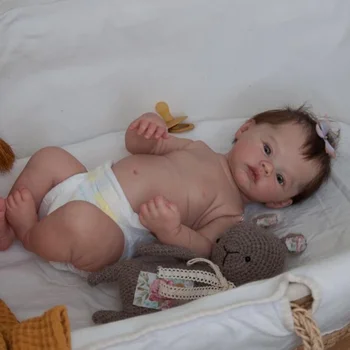 18-дюймовая виниловая кукла-Реборн Медоу Размером с новорожденного ребенка, волосы ручной работы, 3D-роспись видимых вен, реальные фотографии