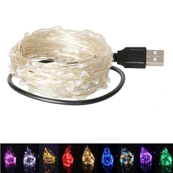 2/5/10 м USB светодиодные гирлянды из медно-серебряной проволоки, гирлянда, водонепроницаемые сказочные огни для украшения рождественской свадьбы. 13