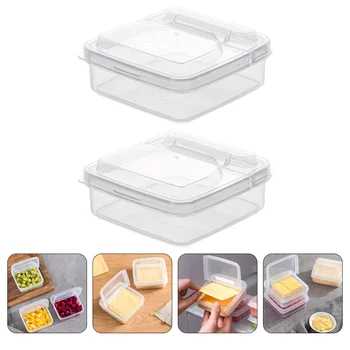 2 шт, Коробка для масла, контейнер для ломтиков сыра с крышкой, Мини-холодильник для хранения, Полипропилен Для держателей контейнеров для холодильников, мини-холодильники 10