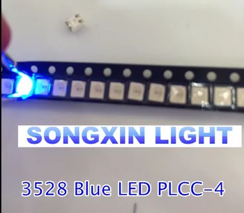 200ШТ 3528 синих 4-ножных синих супер ярких светодиодных шариков PLCC-4 1210 3528 SMD LED синих 4-футовых 4-контактных 3.5*2.8*1.9 мм