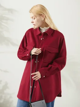 2021 Новейшая высококачественная женская куртка, Классическая блузка, пальто, женский кардиган средней длины, женское двустороннее шерстяное пальто 82537 5