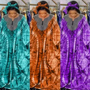 2023 Африканские платья для женщин, традиционное женское платье-кафтан, мусульманский халат Абайя, африканская женская одежда с повязкой на голове