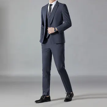 2023 Высококачественный деловой костюм (костюм + жилет + брюки) стильный и красивый повседневный бутик мужской костюм suit slim 3 из 2 частей