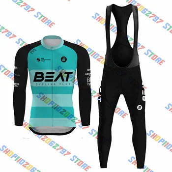 2023 Комплект велосипедной майки BEAT с нагрудником и длинным рукавом Conjunto, одежда для шоссейных велосипедов, платье, костюм, Велосипедная рубашка, Лето 12