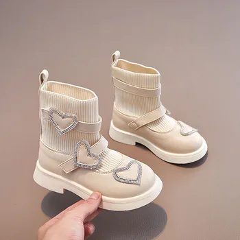 2023 Модные ботинки Martin для девочек, обувь принцессы из искусственной кожи в корейском стиле, роскошная обувь из кожи со стразами для детей 15