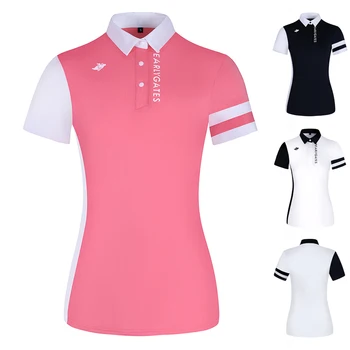 2023 Новая женская спортивная одежда для гольфа с короткими рукавами, впитывающая пот, Дышащая одежда для мяча, Износостойкая повседневная рубашка ПОЛО с защитой от скатывания.