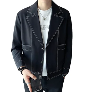 2023 Новая мода все с курткой топ Tiktok Boom стиль двойной линии дизайн повседневный маленький костюм M-3XL пальто мужчины 15