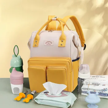 2023 Новая сумка для подгузников, рюкзак для мамы, большая емкость, портативная модная сумка для мамы, многофункциональная высококачественная сумка для детской коляски 9