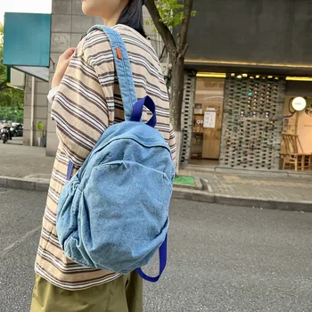 2023 Новый джинсовый рюкзак Женская сумка на плечо для отдыха и пикника, женские модные школьные сумки, подходящие для мальчиков и девочек Mochila 16