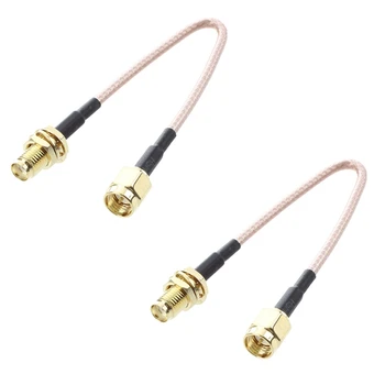 2X SMA женский SMA мужской кабель для подключения антенны F / M адаптер черный + золотой
