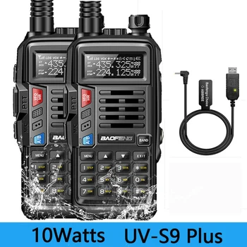 2ШТ BaoFeng UV-S9 Plus Портативная рация 10 Вт Двухдиапазонная Водонепроницаемая Двусторонняя радиосвязь (136-174 МГц и 400-520 МГц) С поддержкой USB-зарядки 5