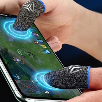 2шт Перчатки для мобильных игр с кончиком пальца для геймера, непромокаемые, противоскользящие, с сенсорным экраном, с рукавом для пальцев, дышащий игровой чехол для пальцев 10