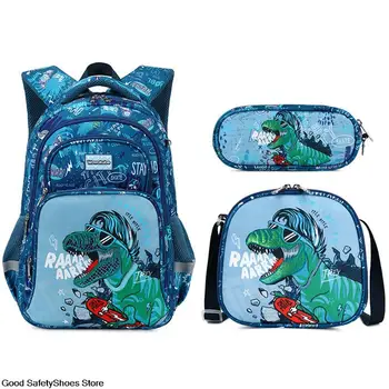 3 шт./компл. Школьные сумки, детские школьные рюкзаки для девочек-подростков, рюкзак с рисунком динозавра из аниме, ланч-бокс с пеналом 2