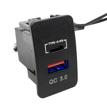 36 Вт Двойной USB Адаптер Быстрого Зарядного Устройства QC3.0 Type C + PD Разъем для приборной панели СВЕТОДИОДНЫЙ Вольтметр для Accord -V JAZZ