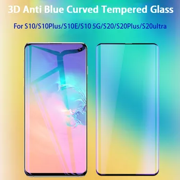 3D Анти-Синее Изогнутое Закаленное Стекло для Samsung Galaxy S10 Plus S10E S10 5G Протектор экрана Samsung S20 Plus S20 Ultra 10