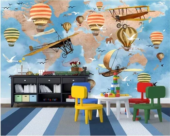 3d обои beibehang на заказ, ручная роспись, путешествие вокруг света в высоком разрешении, космический корабль, воздушный шар, обои для детской комнаты