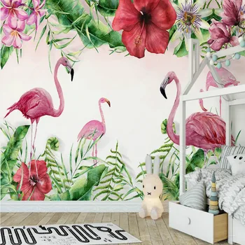 3D обои с декоративной росписью, обои для обустройства дома, 3D обои для гостиной, средневековое тропическое растение фламинго 13