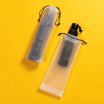 3шт Прозрачный пластиковый пакет Сумка для хранения зонтиков с водонепроницаемым шнурком Многоразовый Портативный органайзер для домашней упаковки зонтиков 10