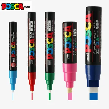 5 шт./лот Uni Posca Paint Pen Marker, 5 Размеров PC-1M 3M 5M 8K 17K Живопись Рисование Художественными Маркерами На водной основе Акриловыми 12