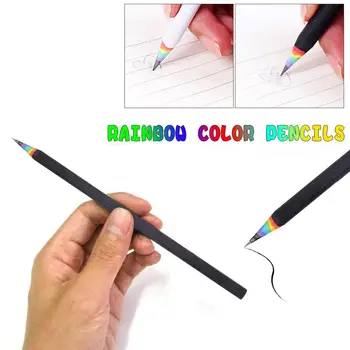 5шт Карандаш Hb Цветной карандаш Rainbow Канцелярские принадлежности для детей и рисования HB Офисная бумага Rainbow Supplies Penc X0R3 8