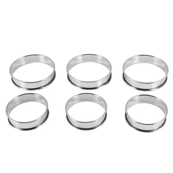 6 упаковок колец для английских маффинов в двойном рулоне, кольца для пышек из нержавеющей стали, термостойкие кольца для пирогов, Круглое кольцо для выпечки торта 12