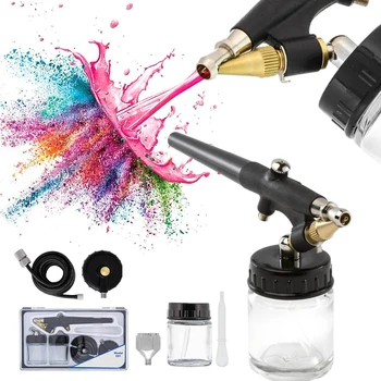 6x Мини-Аэрограф-Распылитель Kit Hobby Paint Starter Tools Set Одинарного Действия 0,8 мм 15-50PSI 20CC Черный 15
