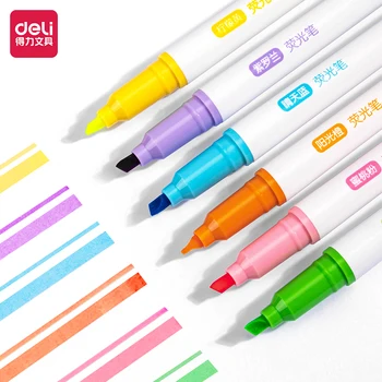 6шт Deli S747 6 цветов Маркер для рисования, маркерная ручка для школьников, канцелярские принадлежности для офиса 17