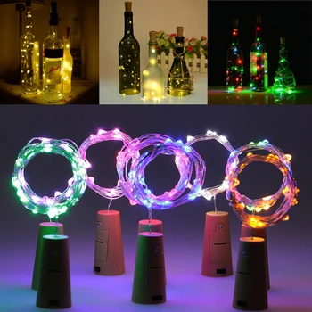 6ШТ подсветки для бутылок вина, 20 светодиодов Серебряные проволочные пробковые фонари Мини-гирлянды на батарейках, сделанные своими руками сказочные огни для декора вечеринки