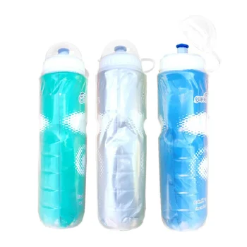 750 МЛ Бутылки для воды для горного велосипеда, Велосипедная спортивная бутылка, Двухслойная Термозащитная чашка для скалолазания, Пластиковый чайник на открытом воздухе