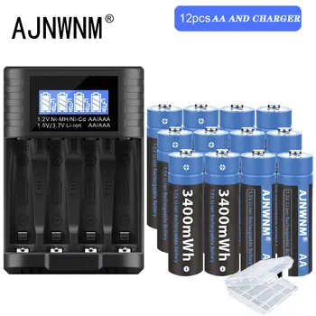 AJNWNM Литий-ионная аккумуляторная батарея 1,5 В типа АА емкостью 3400 МВтч Батарея типа АА 1,5 В для часов, игрушек, камеры, аккумуляторная батарея типа АА 1,5 В 5