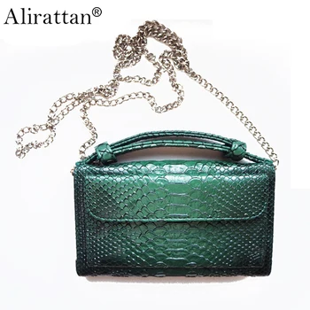 Alirattan, новый женский клатч через плечо с крокодиловым узором, модная сумка через плечо 2023 года, дорожная сумочка на цепочке со змеиным узором, кошелек 3