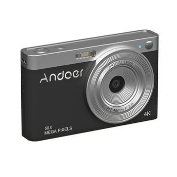 Andoer Компактная Цифровая Камера 4K Видеокамера 50 Мп 2,88 Дюймовый IPS Экран Автофокусировка 16-Кратный Зум Распознавание лица Захват Улыбки Вспышка 14