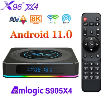 Android 11 TV BOX X96 X4 Amlogic S905X4 Smart 4K 8K 5G Двойной Wifi BT HD 4G 64G 32G AV1 RGB Light Медиаплеер Телеприставка TVBOX 13