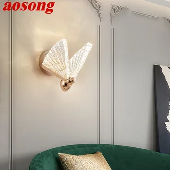 AOSONG Nordic Креативные настенные светильники с бабочками, бра, современные светодиодные лампы, декоративные приспособления для дома 11