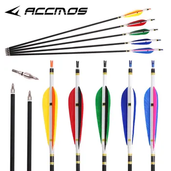 Archery Carbon Arrow Spine 500 с термоусадочной наклейкой Nature Feather для охотничьей стрельбы из изогнутого/длинного лука/составного лука 7