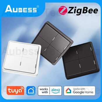 AUBESS ZigBee Smart Switch Tuya Smart Life Беспроводной Настенный Выключатель Сцены Кнопочный Контроллер 1/2/3/4 Банды Для Автоматизации жилых помещений 11