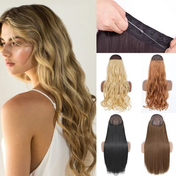AZQUEEN волнистые синтетические волосы без зажимов с невидимой нитью для наращивания Черный блонд подходит для париков для наращивания женских волос 13