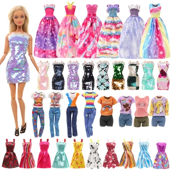 Barwa 15 упаковок кукольной одежды, 3 юбки с блестками, 2 модных платья принцессы ручной работы, 4 мини-юбки, 3 комплекта топов и 3 брючных костюма 2