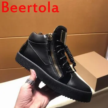 Beertola, металлическая пряжка, черный, белый цвет, Модная мужская обувь 2021 года, модельная обувь на плоской подошве, Однотонные высококачественные кроссовки Tenis Masculino 11