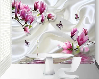 beibehang 3D фотобумага обои краска для стен минималистичный современный романтический диван в зеленой комнате Магнолия фреска обои бабочка 17