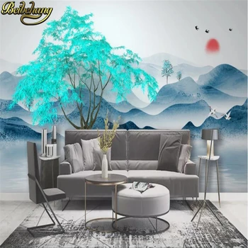 beibehang custom Blue maple tree абстрактные фотообои для украшения гостиной пейзаж ТВ фон обои 3D 16