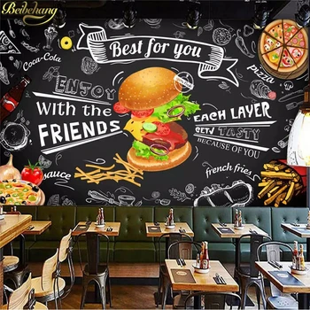 beibehang Custom Burger Обои для фаст-фуда ресторан снэк-бар кейтеринг 3D Настенные фрески Обои Фон для гостиной Спальни 17