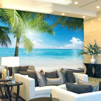beibehang Custom papel de parede простой и стильный диван-фон обои 3D обои настенное покрытие телевизора большой солнечный вид на море 12