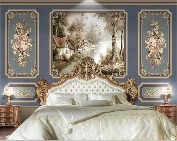 beibehang Виниловая стена, 3D обои, европейский роскошный цветочный фон для телевизора, настенная роспись, обои для всего дома, украшение дома 14